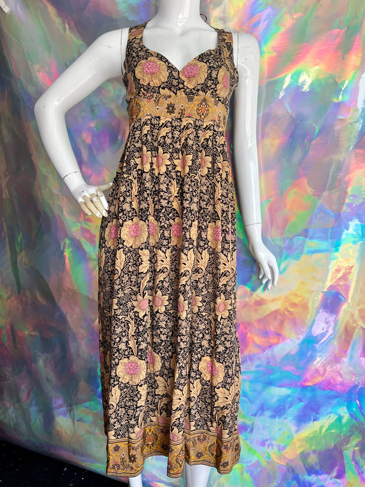 Tracy Reese Pink And Gold Floral Midi Dress